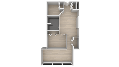 Floor plan for 2 beds, 1 bath, 772 sqft